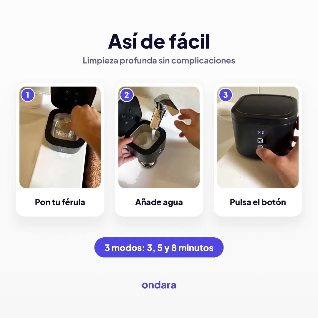 Así de fácil: pon tu férula, añade agua y pulsa el botón